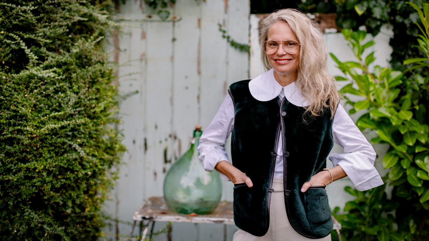Shearling coat snowing