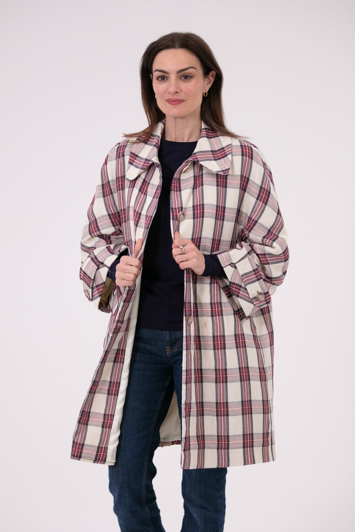 Calamity Jane Multi Check Cotton Twill Coat