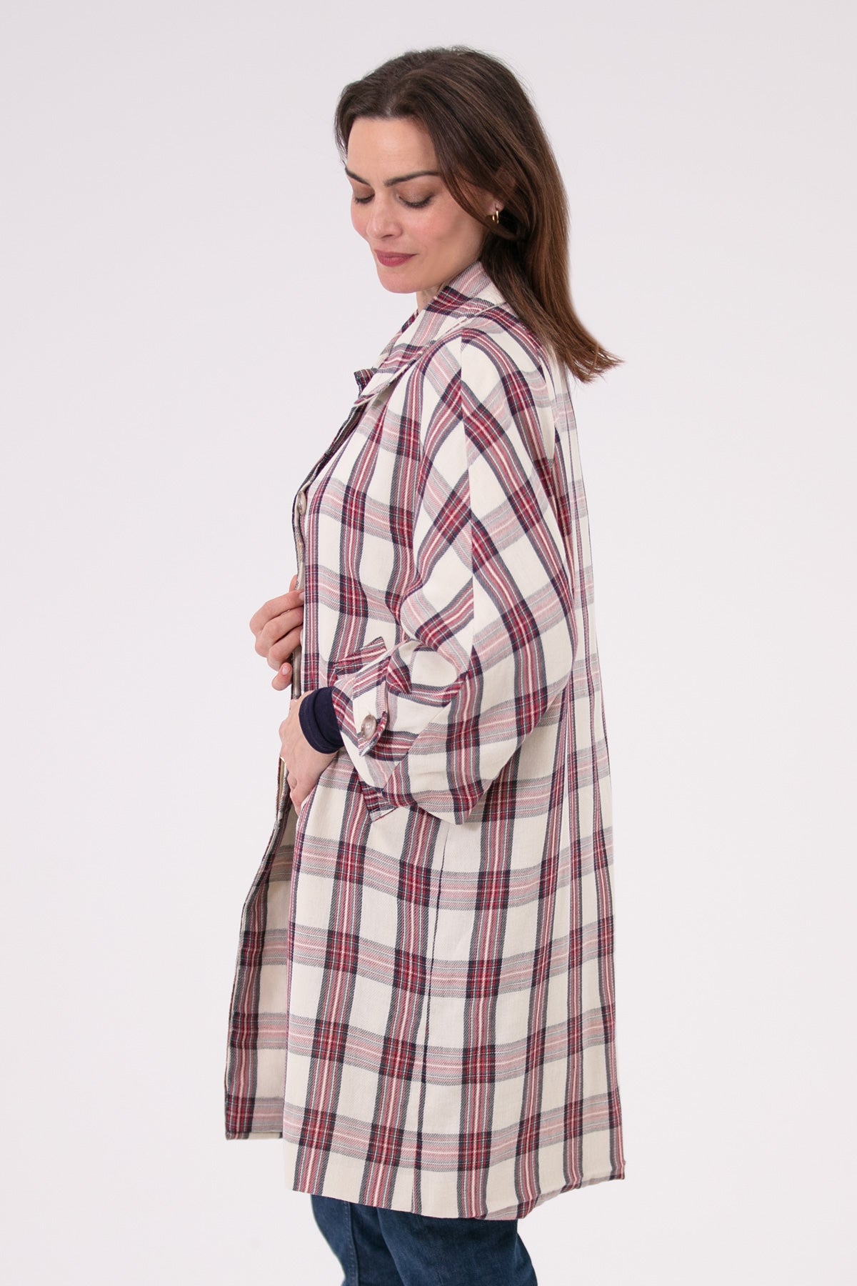 Calamity Jane Multi Check Cotton Twill Coat
