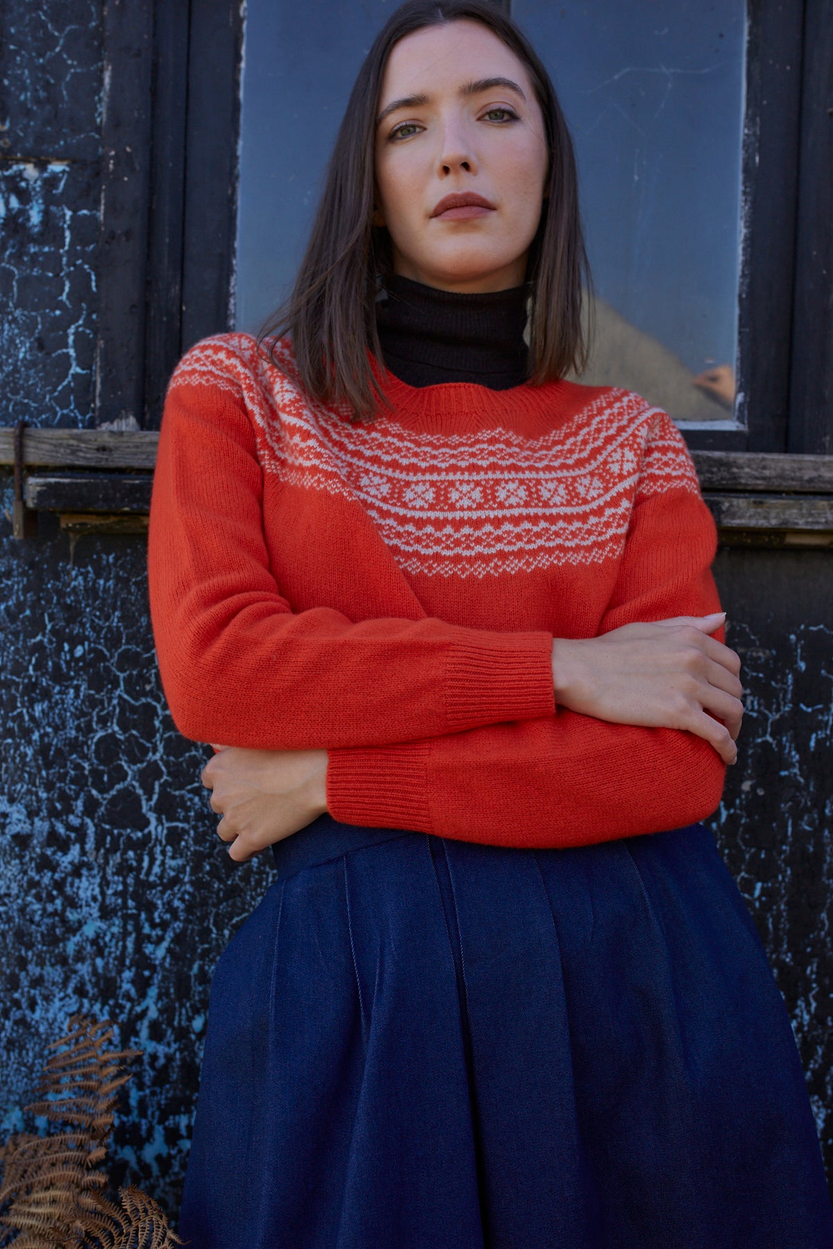 Orange and Cream Scottish Wool Jumper