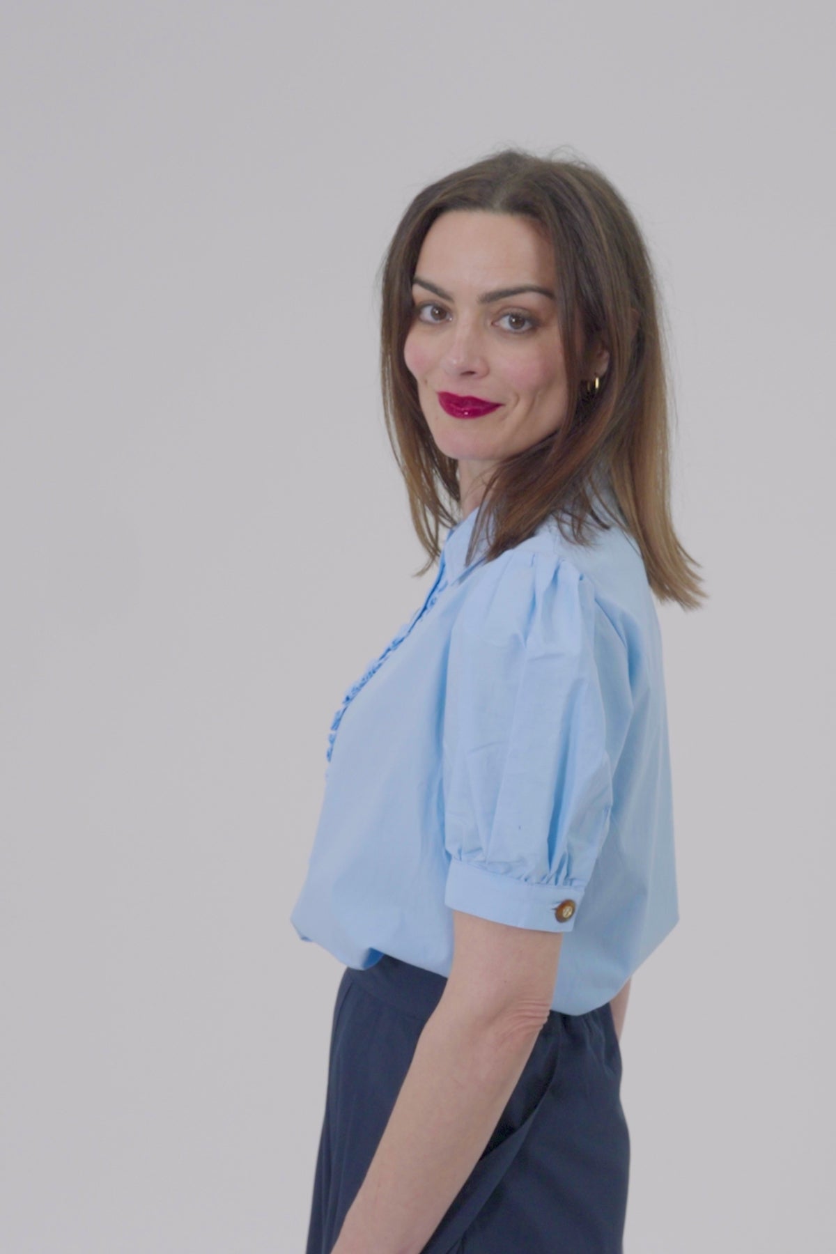 Load video: Flora Cotton Poplin Blouse