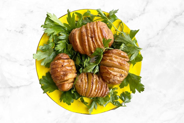 Truffle Drizzle Hassleback Potatoes