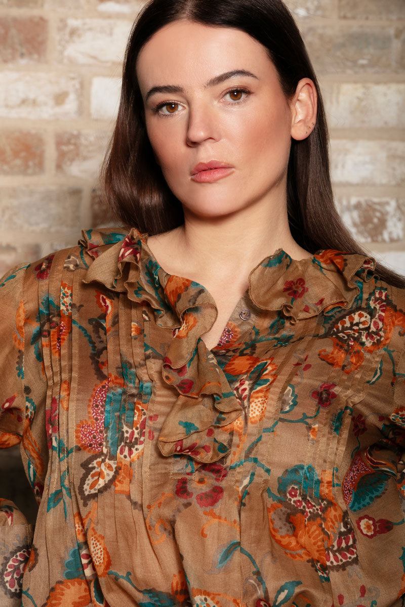 Colette Camel Cotton Organza Blouse