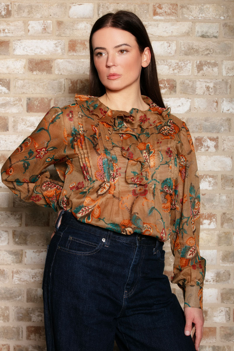 Colette Camel Cotton Organza Blouse