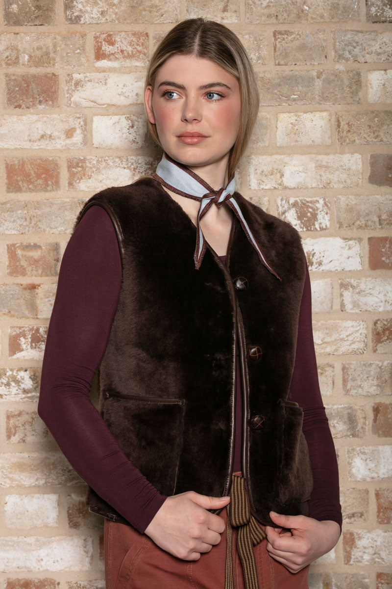 Anais Shearling Waistcoat V-neck