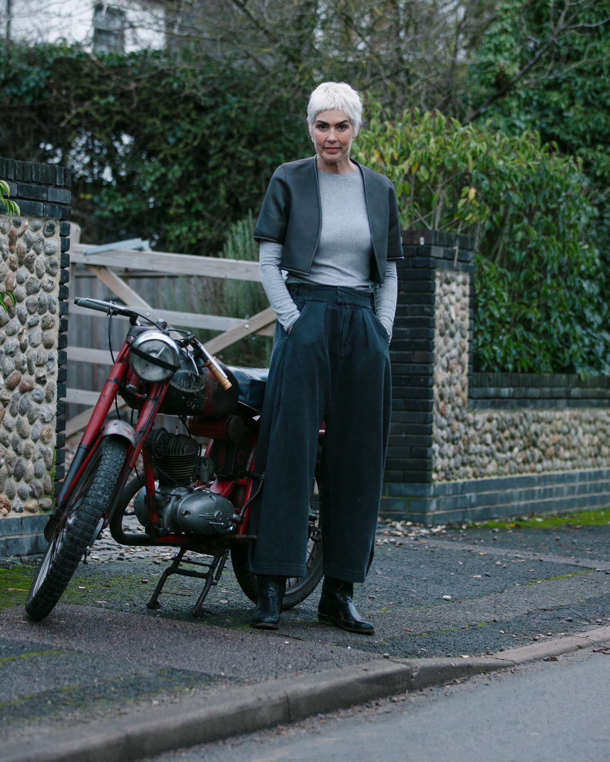 Cropped Ocean Green Jeanette Shearling Jacket - Sample Sale