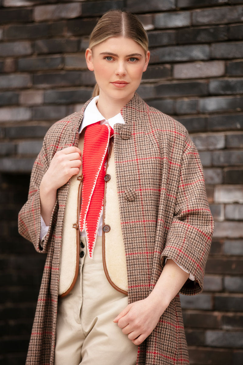 Rachel Wool Coat Red Check