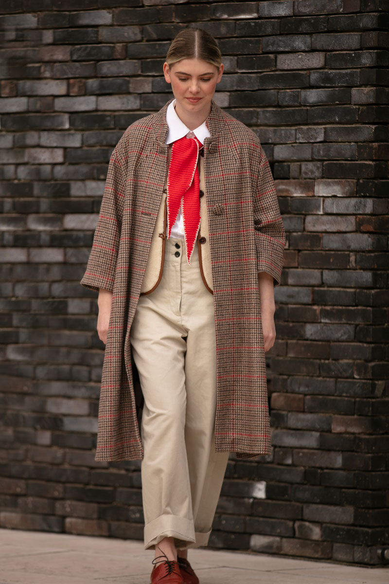 Rachel Wool Coat Red Check