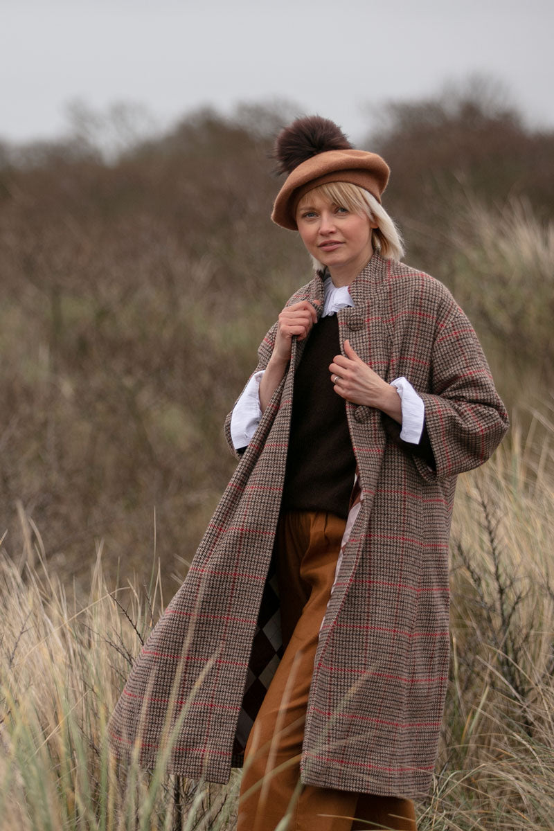 Rachel Wool Coat Red Check