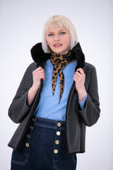 Leopard Silk Diamond Scarf