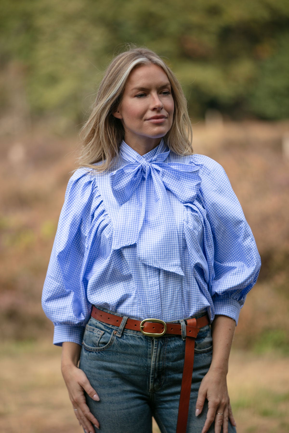 Honour Cotton Blouse - Blue and White