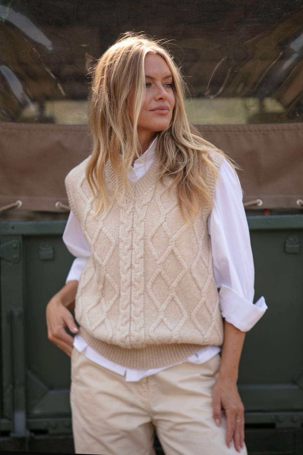 Oversized Cable Vest
