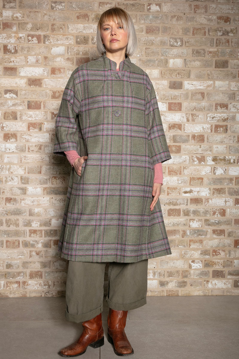 Rachel Wool Coat Lavender Check