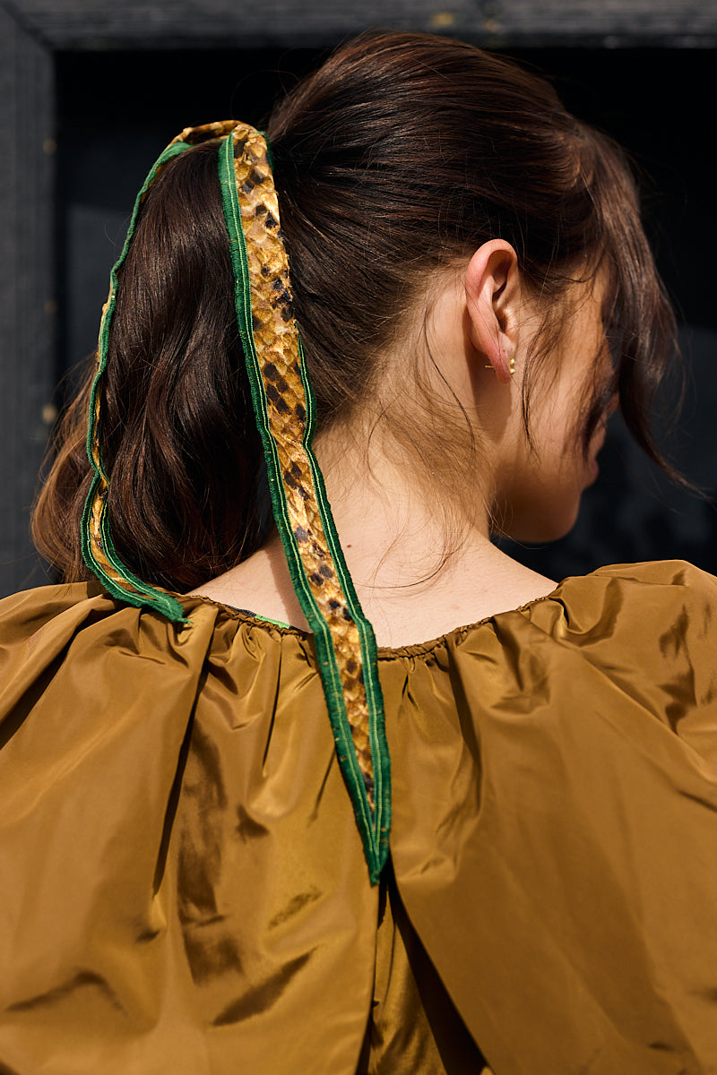 Tipi Silk Neckerchief Snake Print Emerald Green