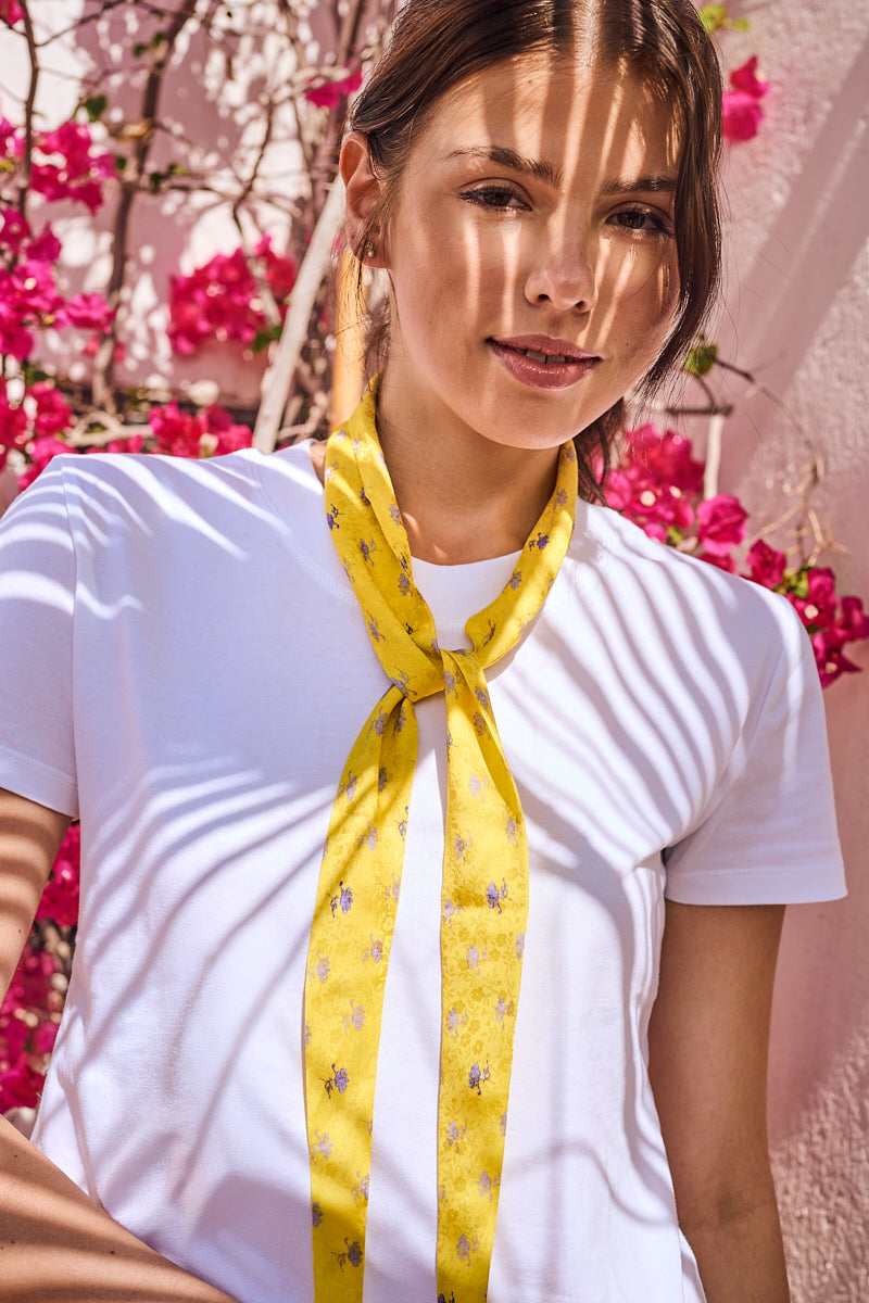 Tipi Silk Neckerchief Yellow Print