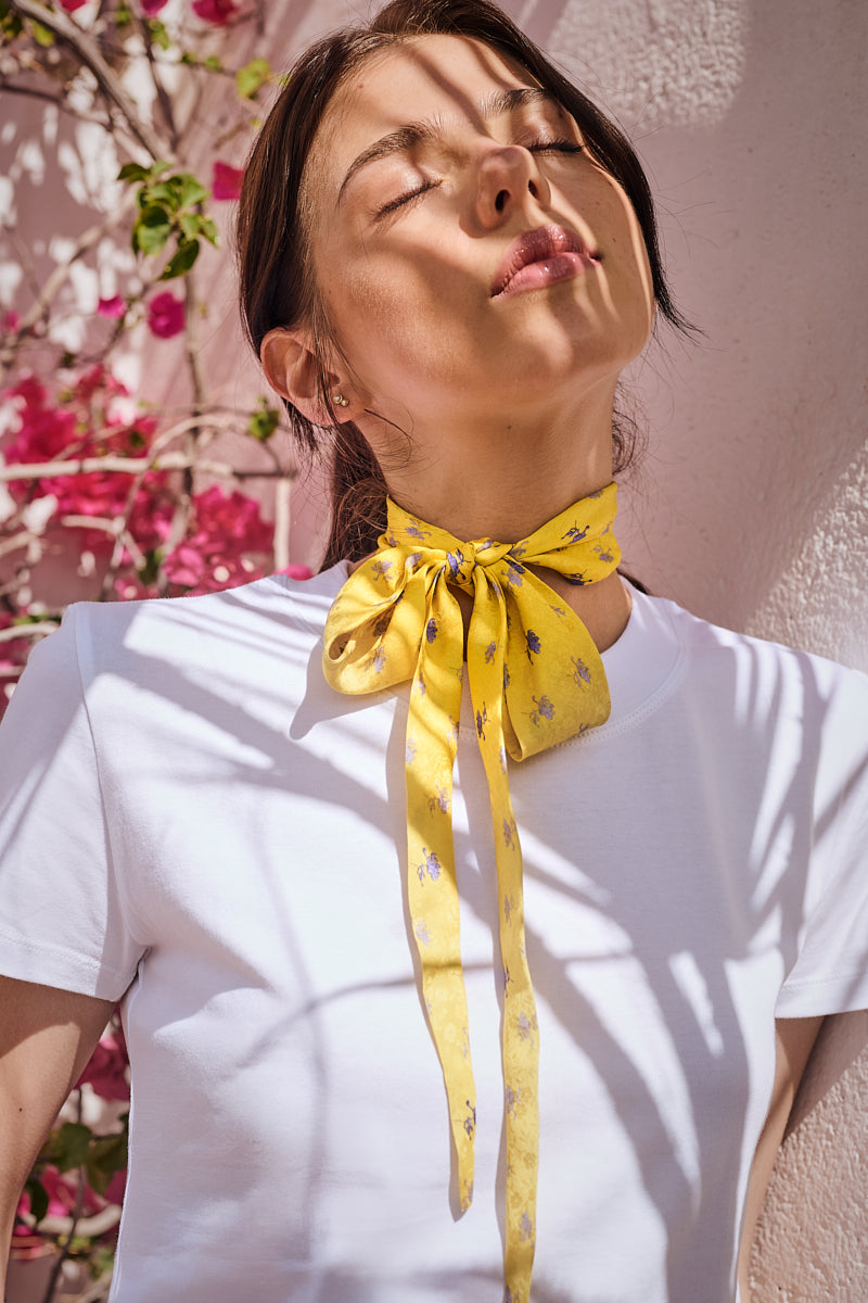 Tipi Silk Neckerchief Yellow Print
