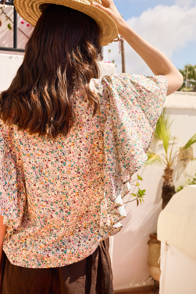 Butterfly Viscose Blouse Soft Florals