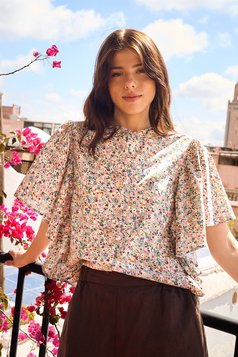 Butterfly Viscose Blouse Soft Florals
