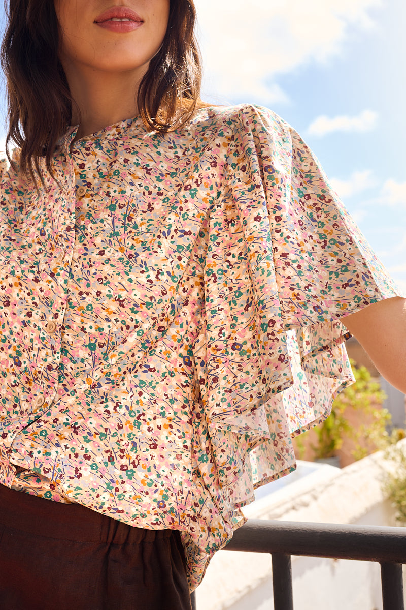 Butterfly Viscose Blouse Soft Florals