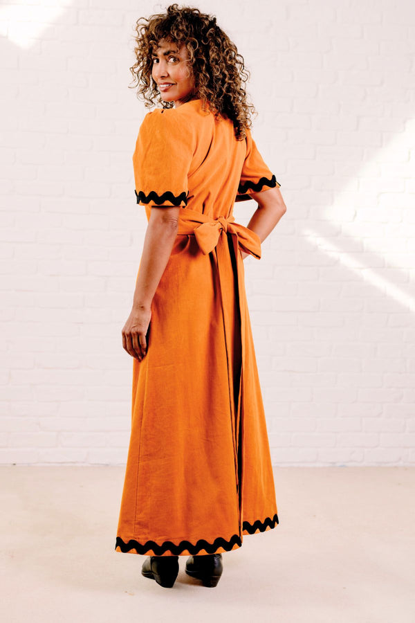Gabriella Needlecord Dress Orange
