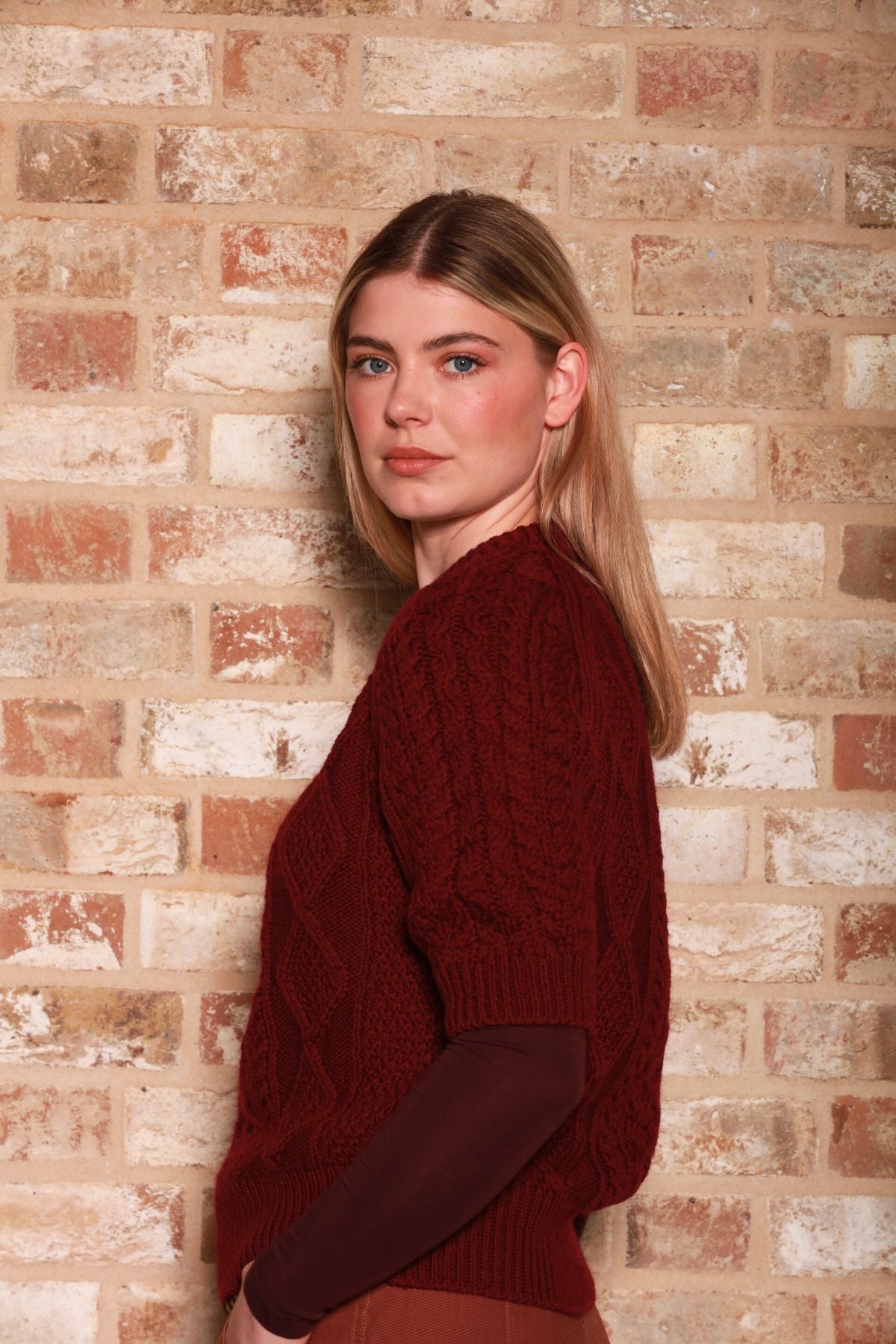 Short Sleeve Cable Sweater