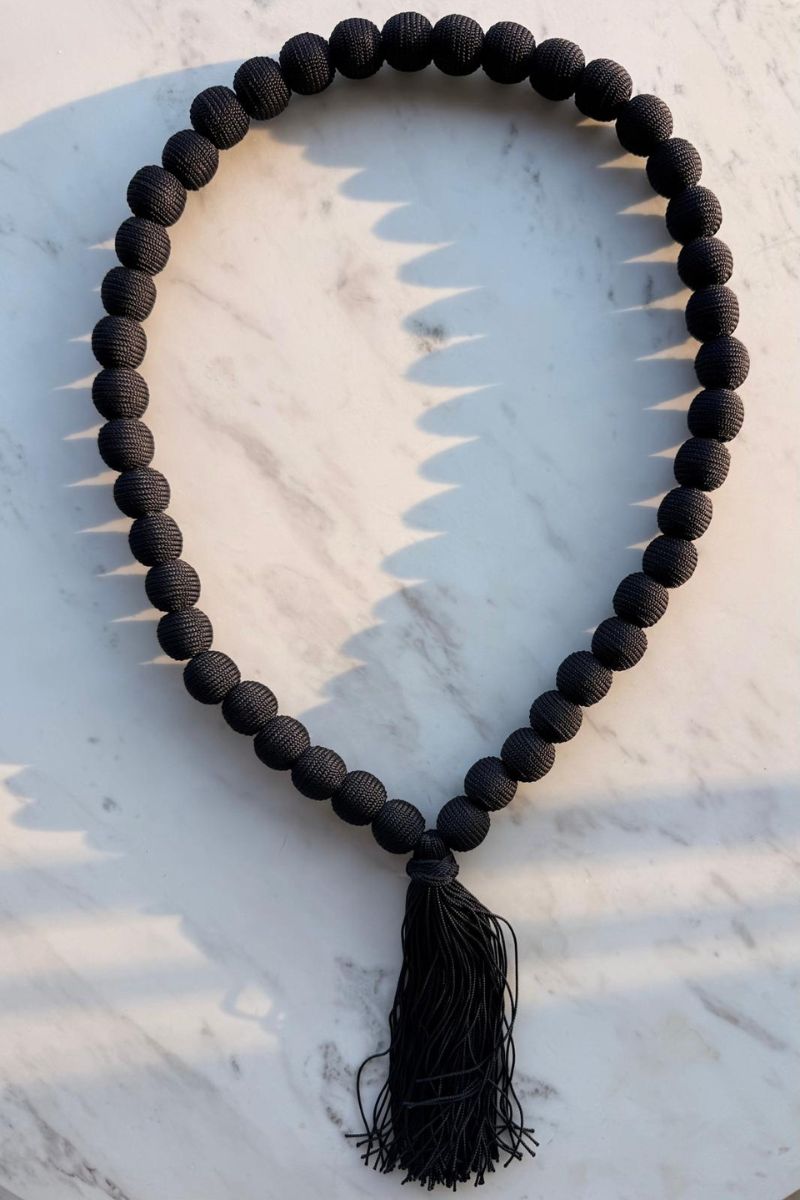 Silk beaded tassel necklace