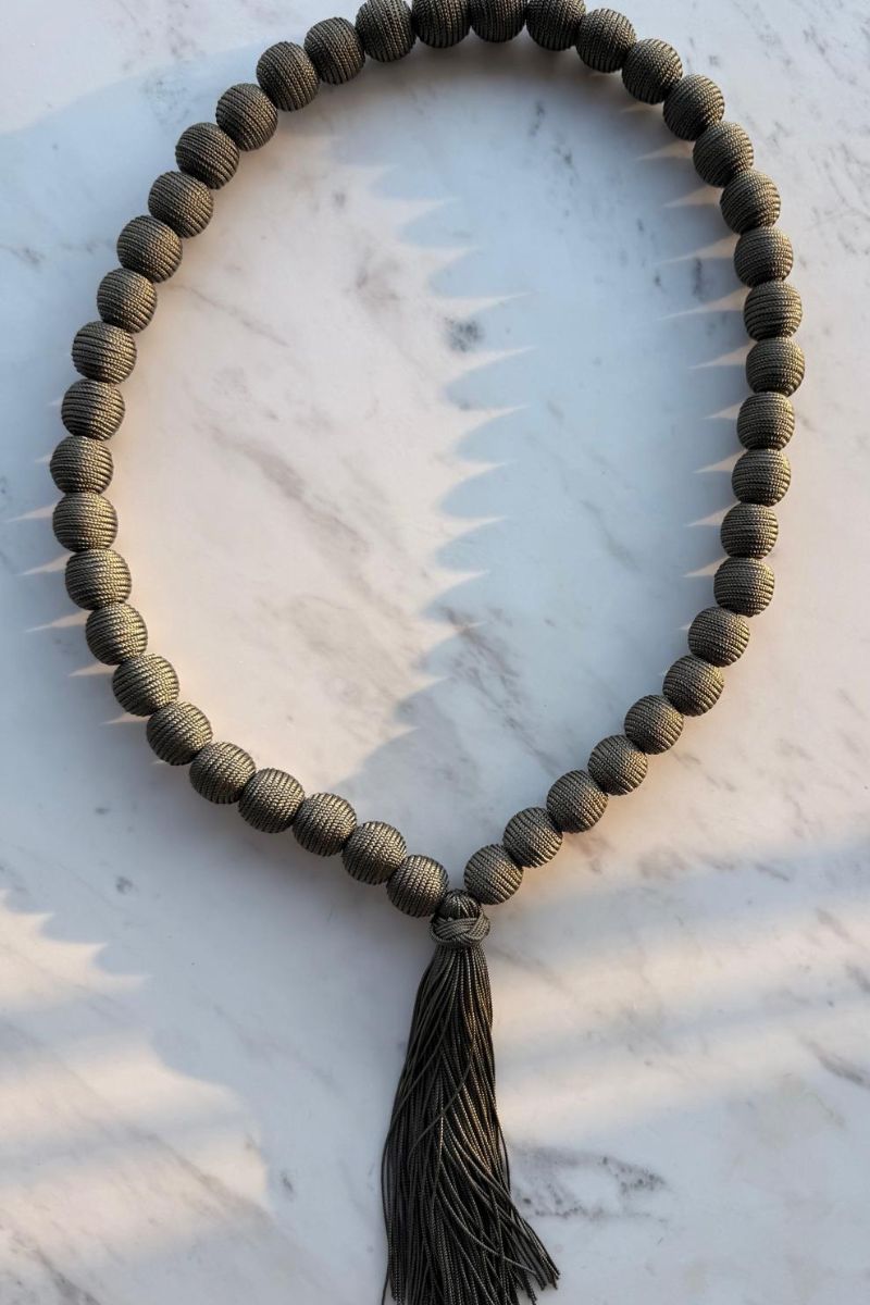 Silk beaded tassel necklace