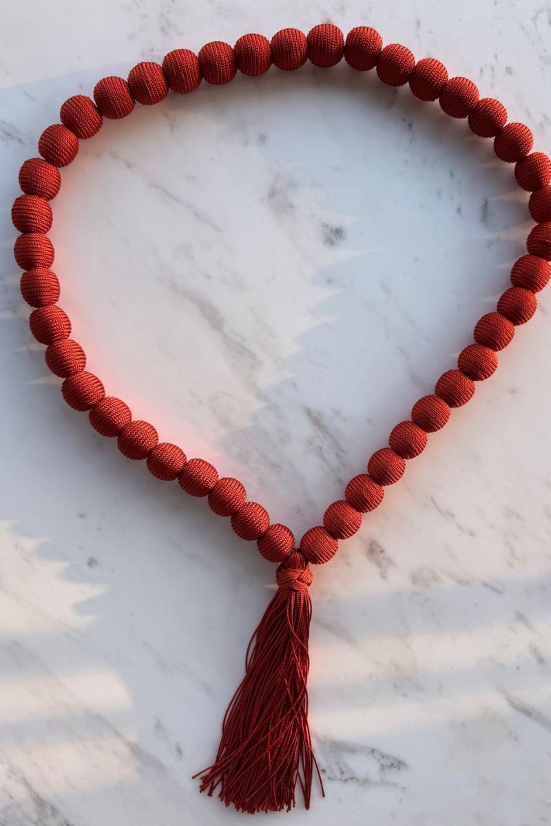 Silk beaded tassel necklace