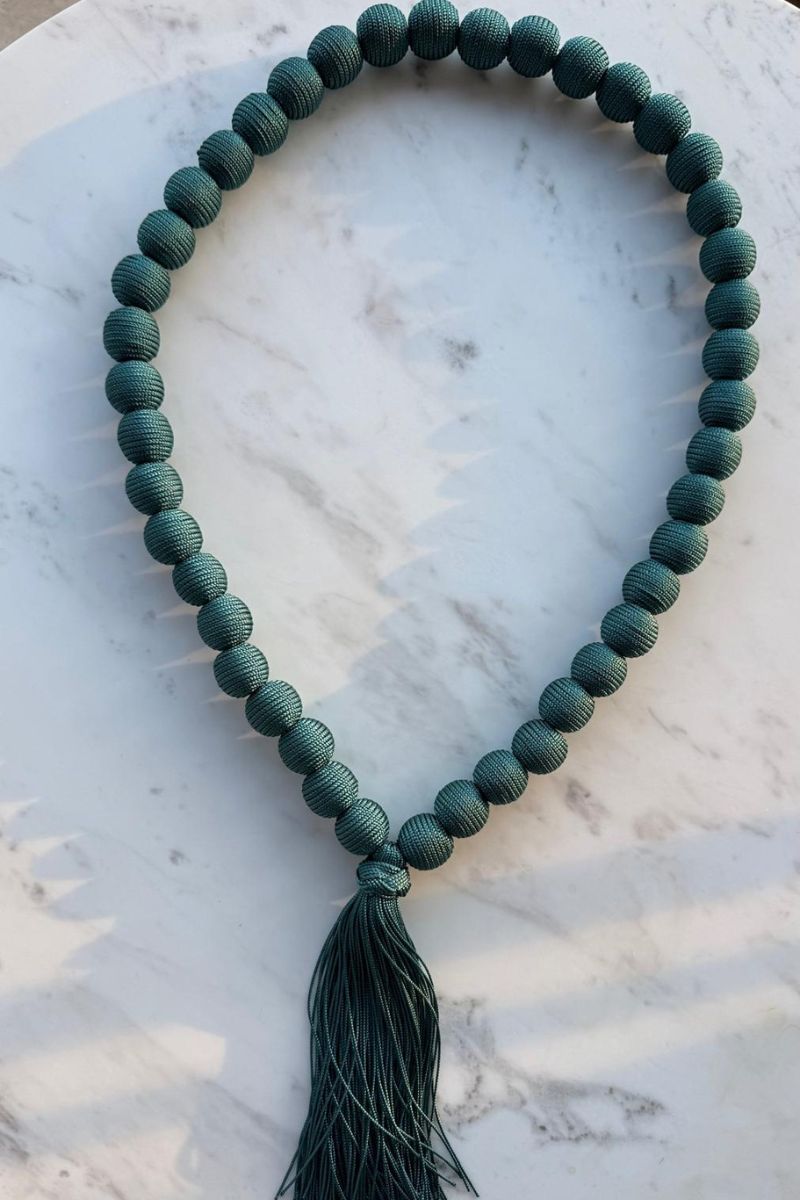 Silk beaded tassel necklace