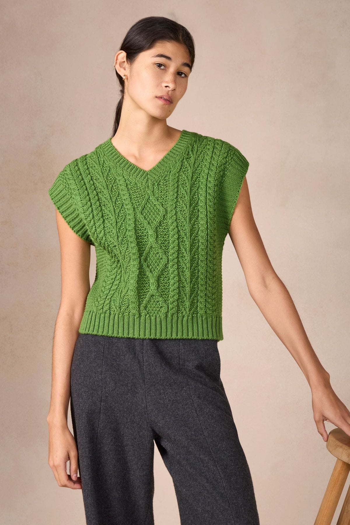 The Sweetpea Merino V-Neck Diamond Vest