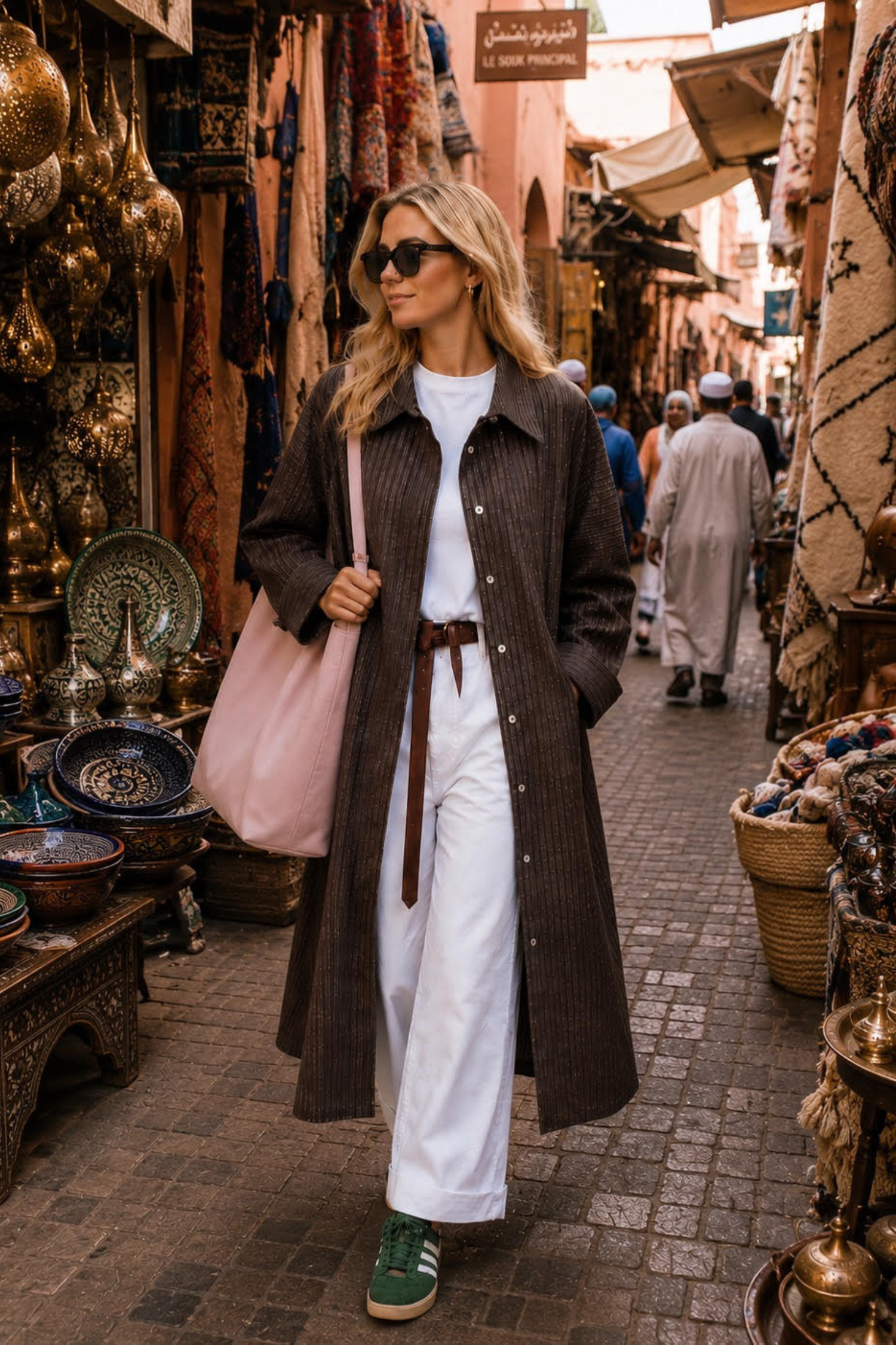 Duster Coat - Nutmeg & Cream