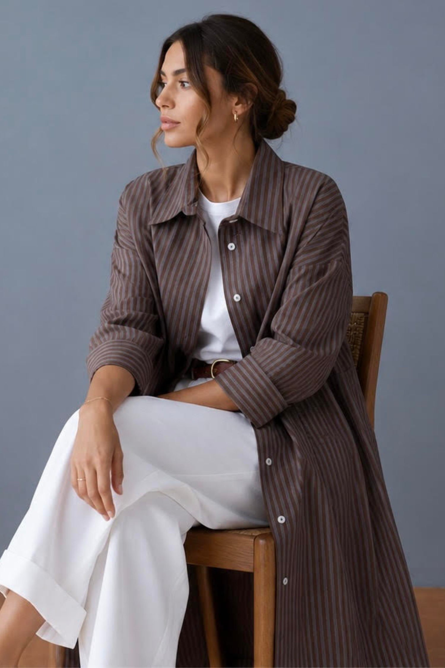 Duster Coat - Nutmeg & Cream