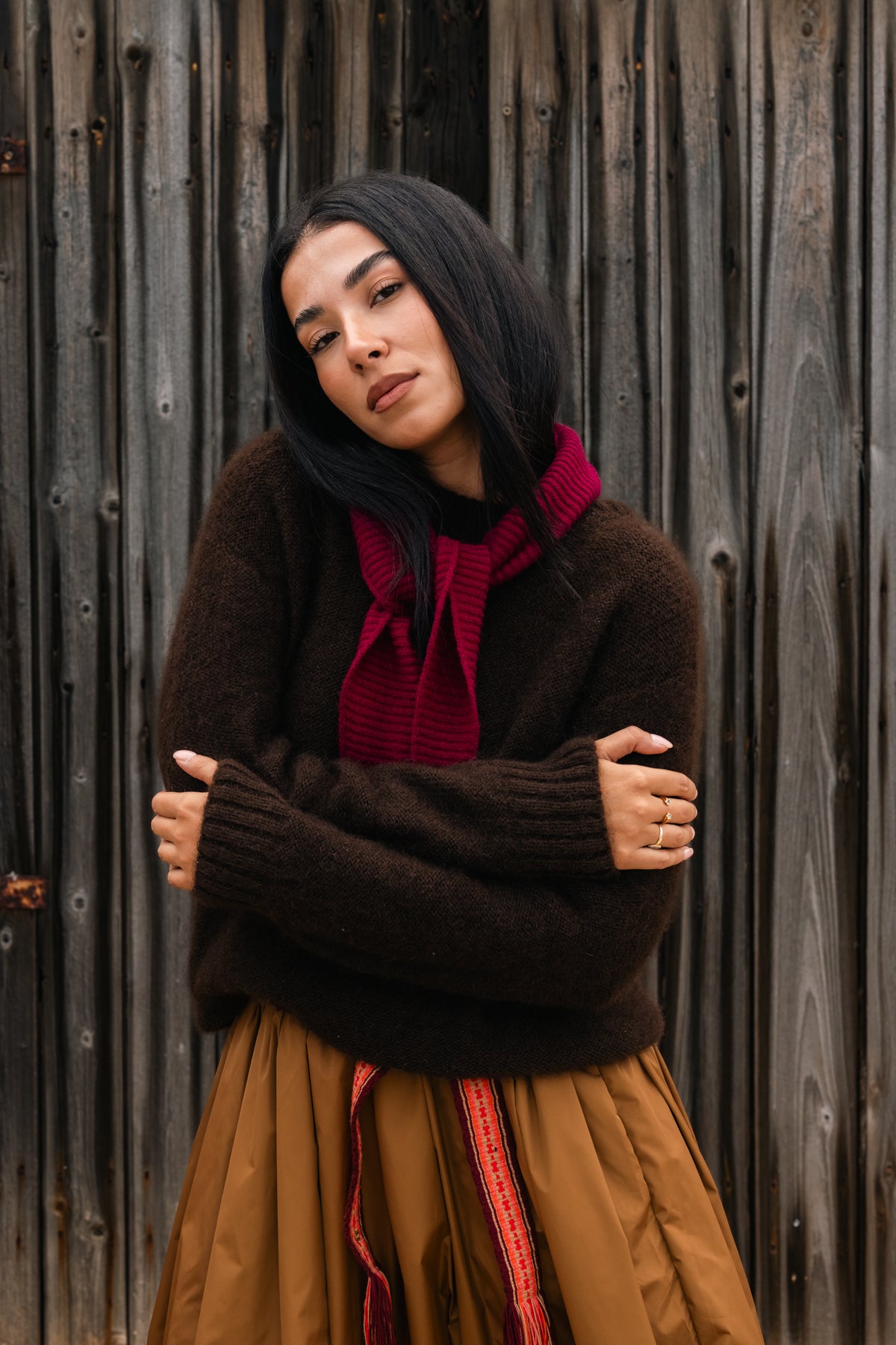 Burgundy Diamond Cashmere Scarf