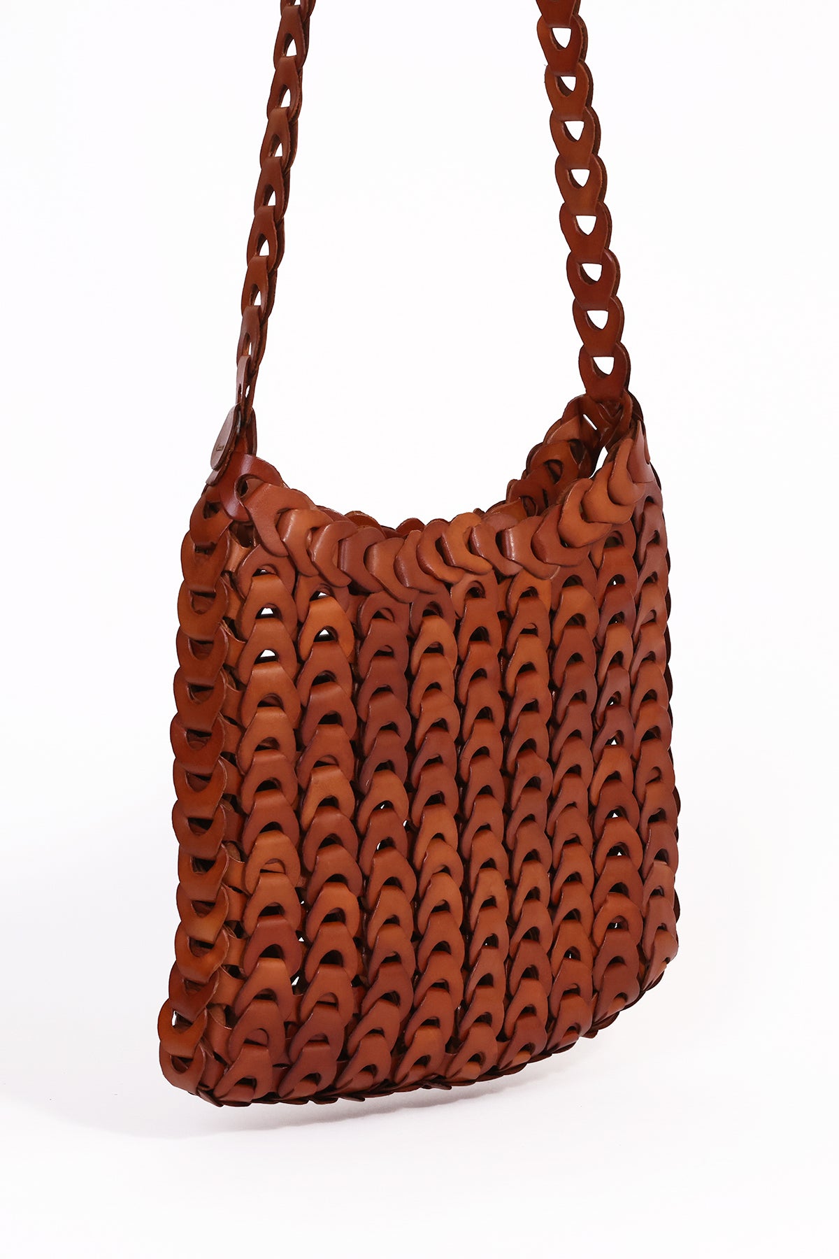 Link Tote Woven Leather Satchel