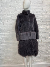 15. Saskia Three Tier Merino Toscana Tigrada Grey Shearling Coat - January 2025 Sale