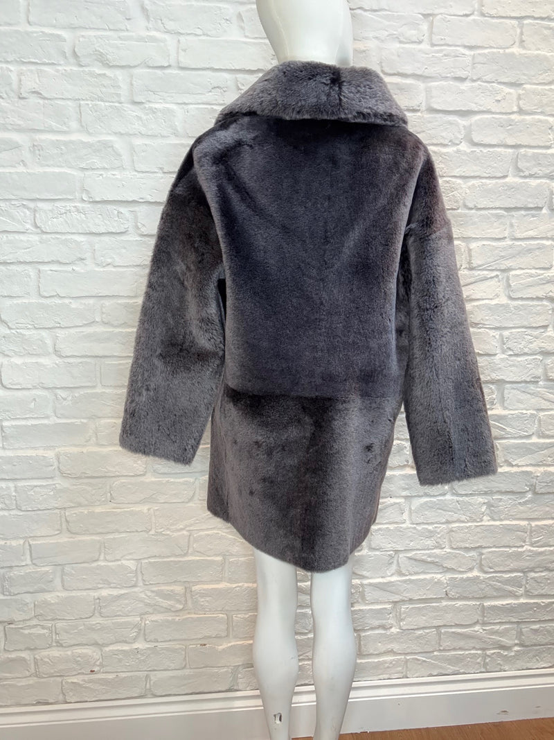 16. Tatiana Grey / Soft Black Shearling Coat- January 2025 Sale