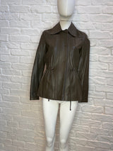 22. Lined Leather with adjustable waist jacket - January 2025 Sale