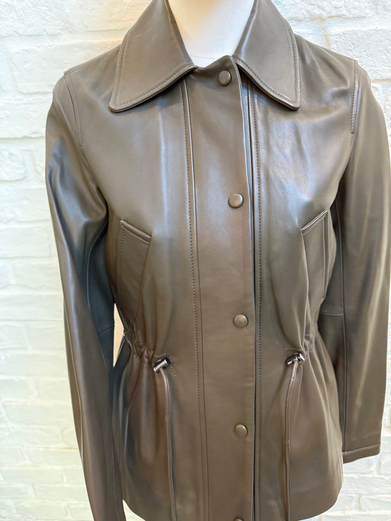 22. Lined Leather with adjustable waist jacket - January 2025 Sale