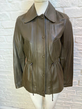 22. Lined Leather with adjustable waist jacket - January 2025 Sale