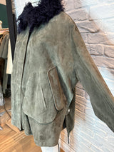 34. Suede coat with toscana navy trim  - January 2025 Sale