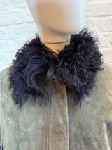 34. Suede coat with toscana navy trim  - January 2025 Sale