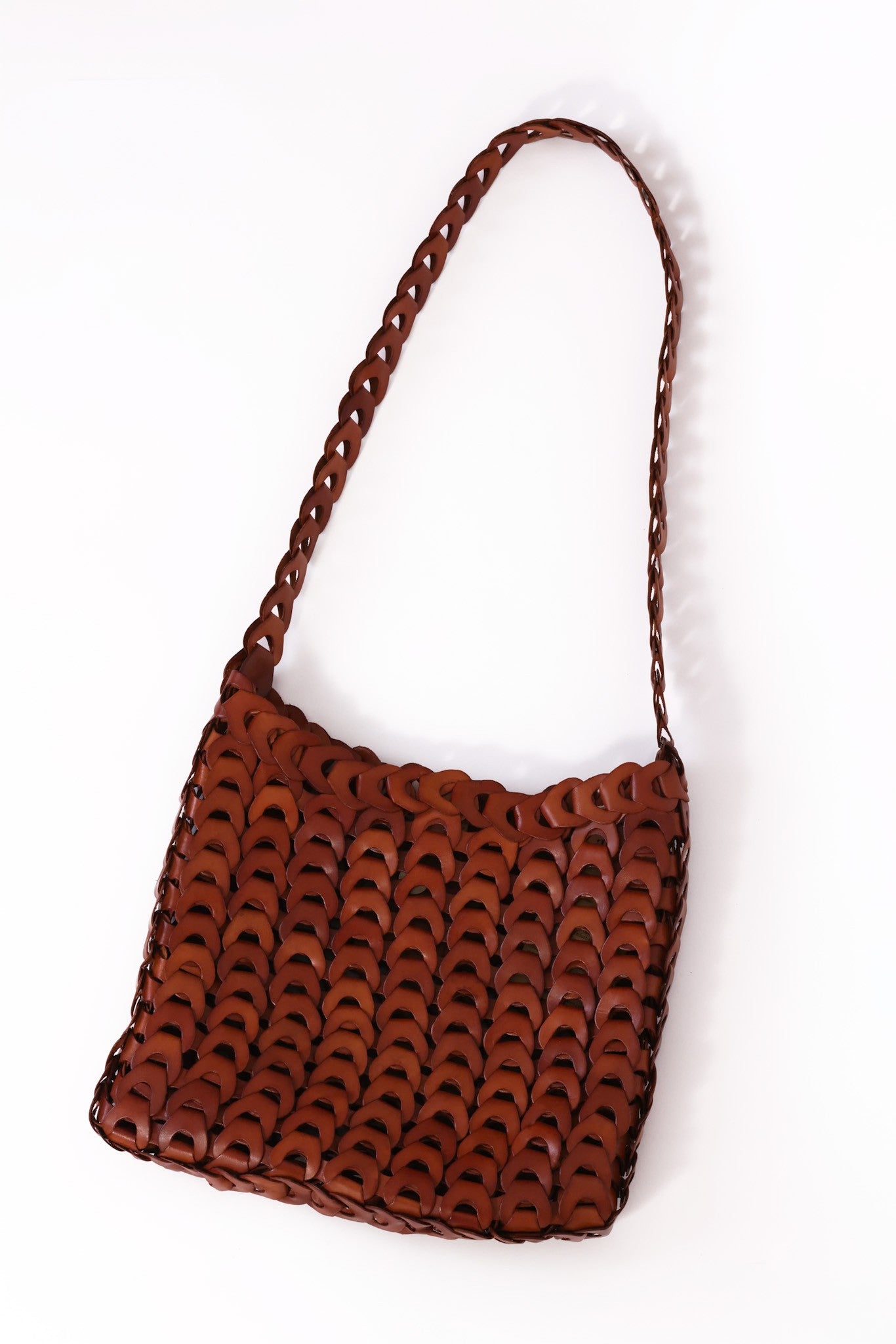 Link Tote Woven Leather Satchel
