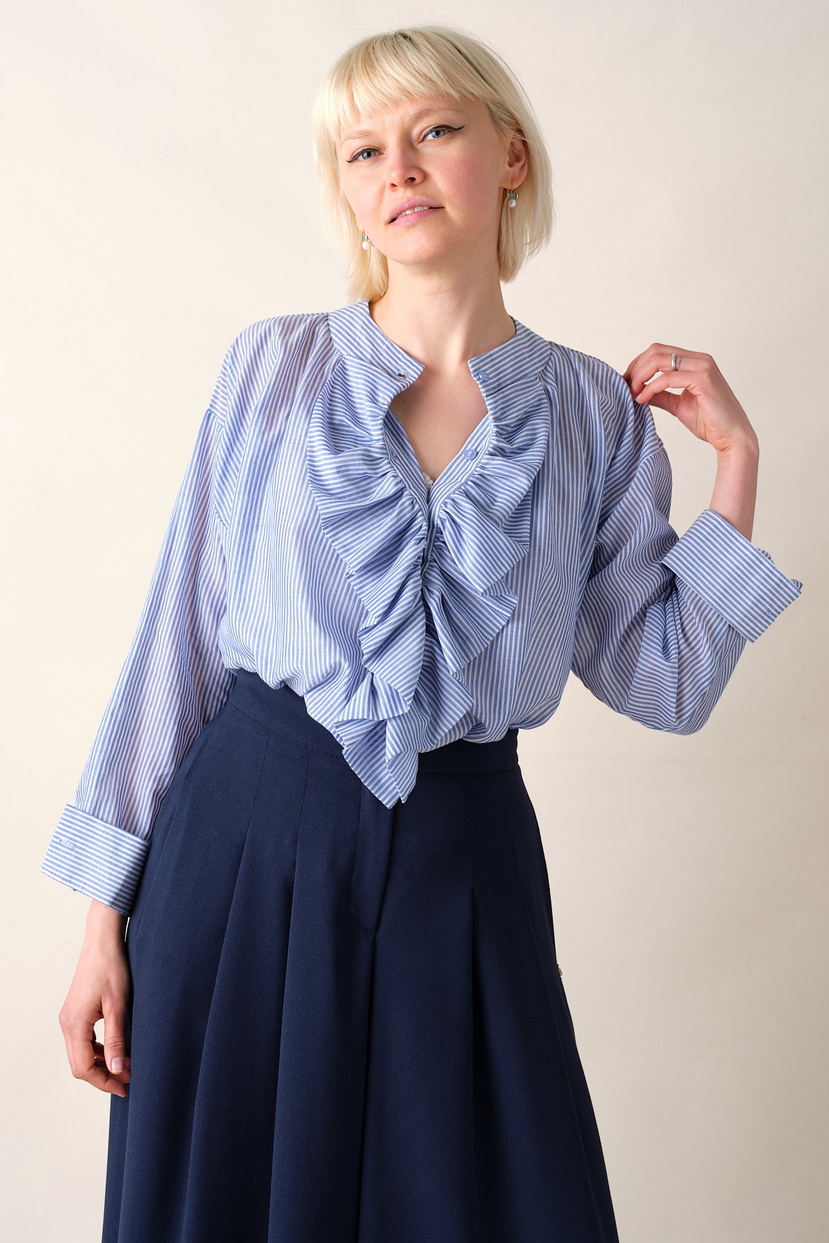 Raffy Stripped Cotton Blouse