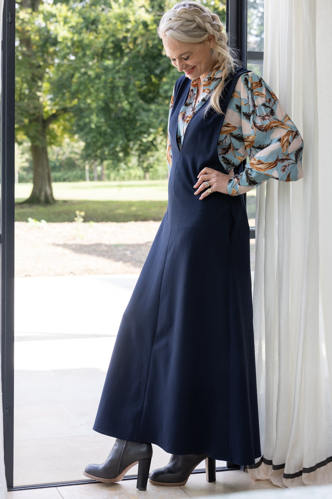 Pinafore Ponte Dress Stoned & Waisted Pinafore Ponte Dress Stoned & Waisted