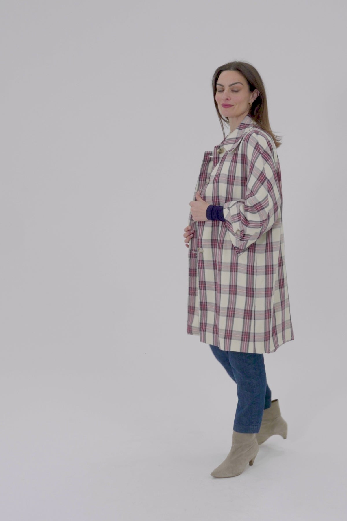 Load video: Calamity Jane Multi Check Cotton Twill Coat