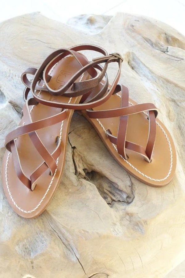 K Jacques Leather Hand Made Zenobie Brown Sandals