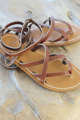 K Jacques Leather Hand Made Zenobie Brown Sandals