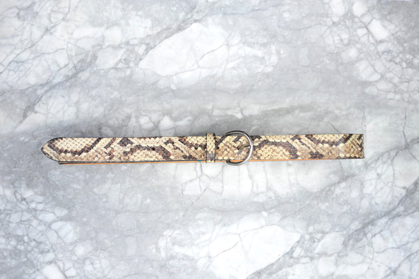 Snake Print Leather Belt with Nickle Buckle - Classic Belts - Stoned & Waisted Fashion