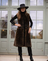 Kat Leopard Print Shearling Tiered Waistcoat